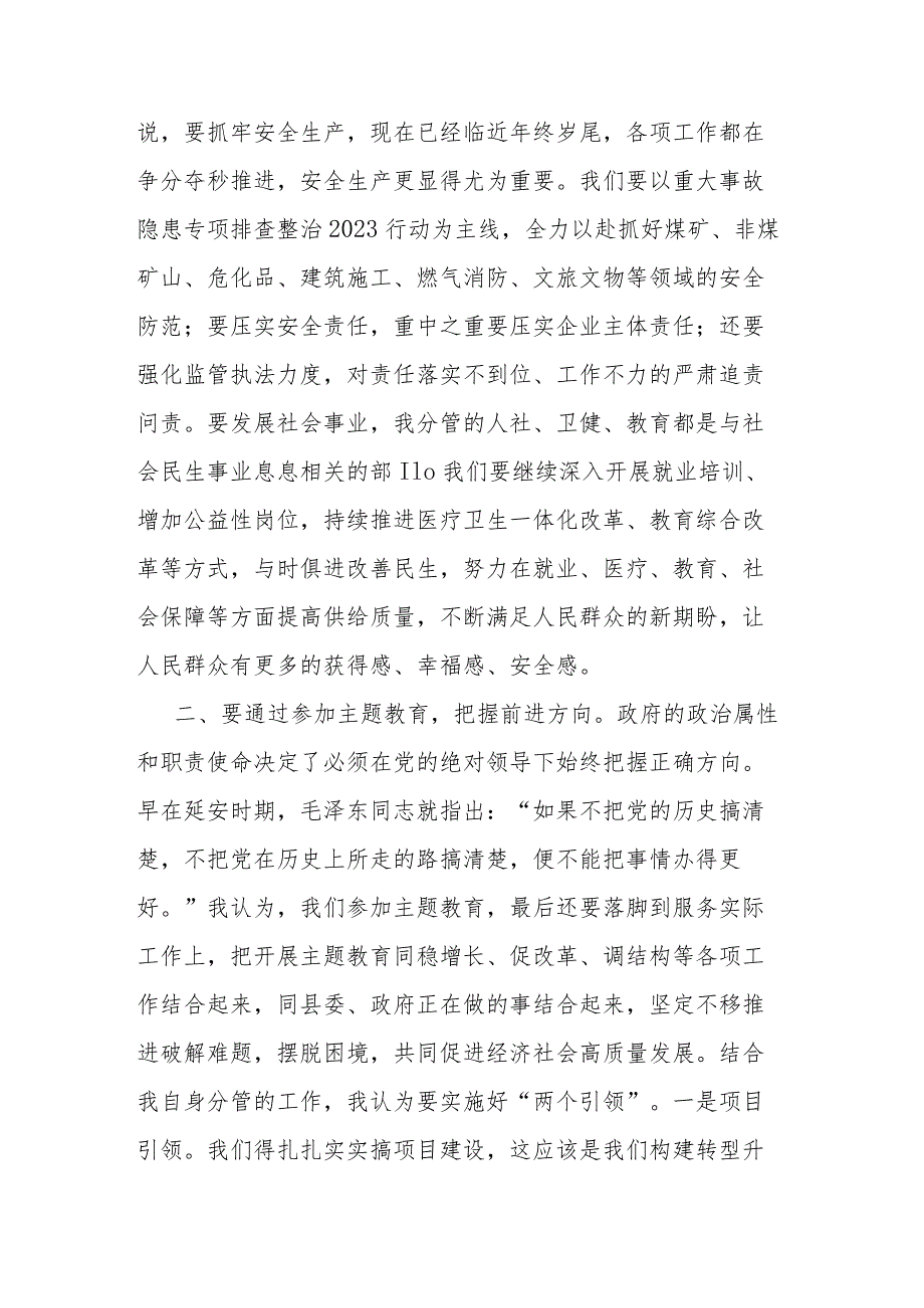 副县长在县委2023年主题教育专题交流研讨会上的发言材料(二篇).docx_第2页