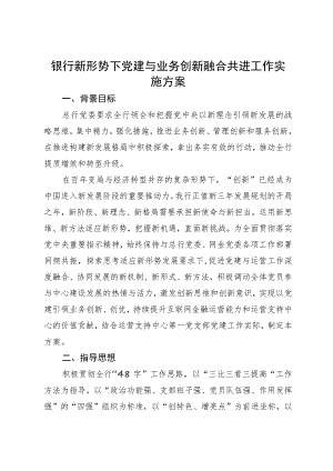 银行新形势下党建与业务创新融合共进工作实施方案.docx