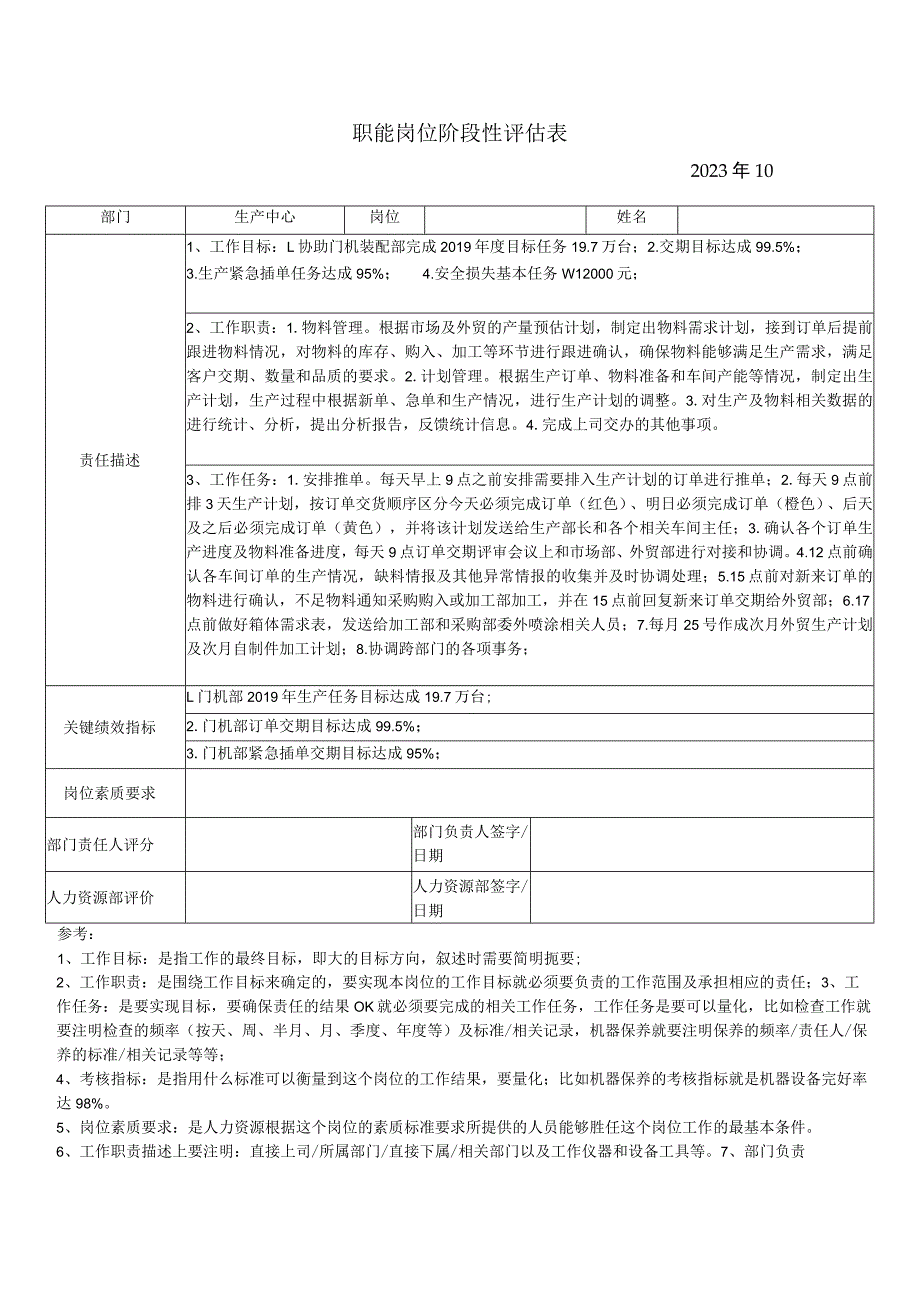 职能岗位阶段性评估表(模板).docx_第1页