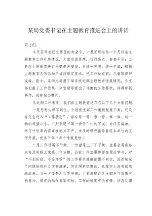 某局党委书记在主题教育推进会上的讲话.docx