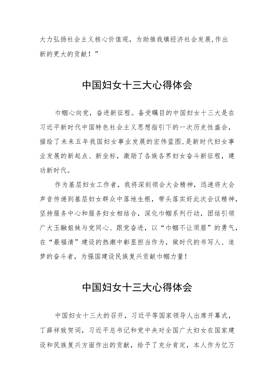 学习中国妇女第十三次全国代表大会精神心得体会二十篇.docx_第3页