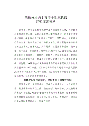 某税务局关于青年干部成长的经验交流材料.docx