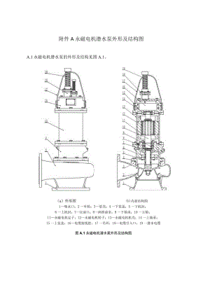 永磁电机潜水泵结构图 、技术性能参数表、外形图、尺寸表、自耦式安装简图、安装尺寸表.docx