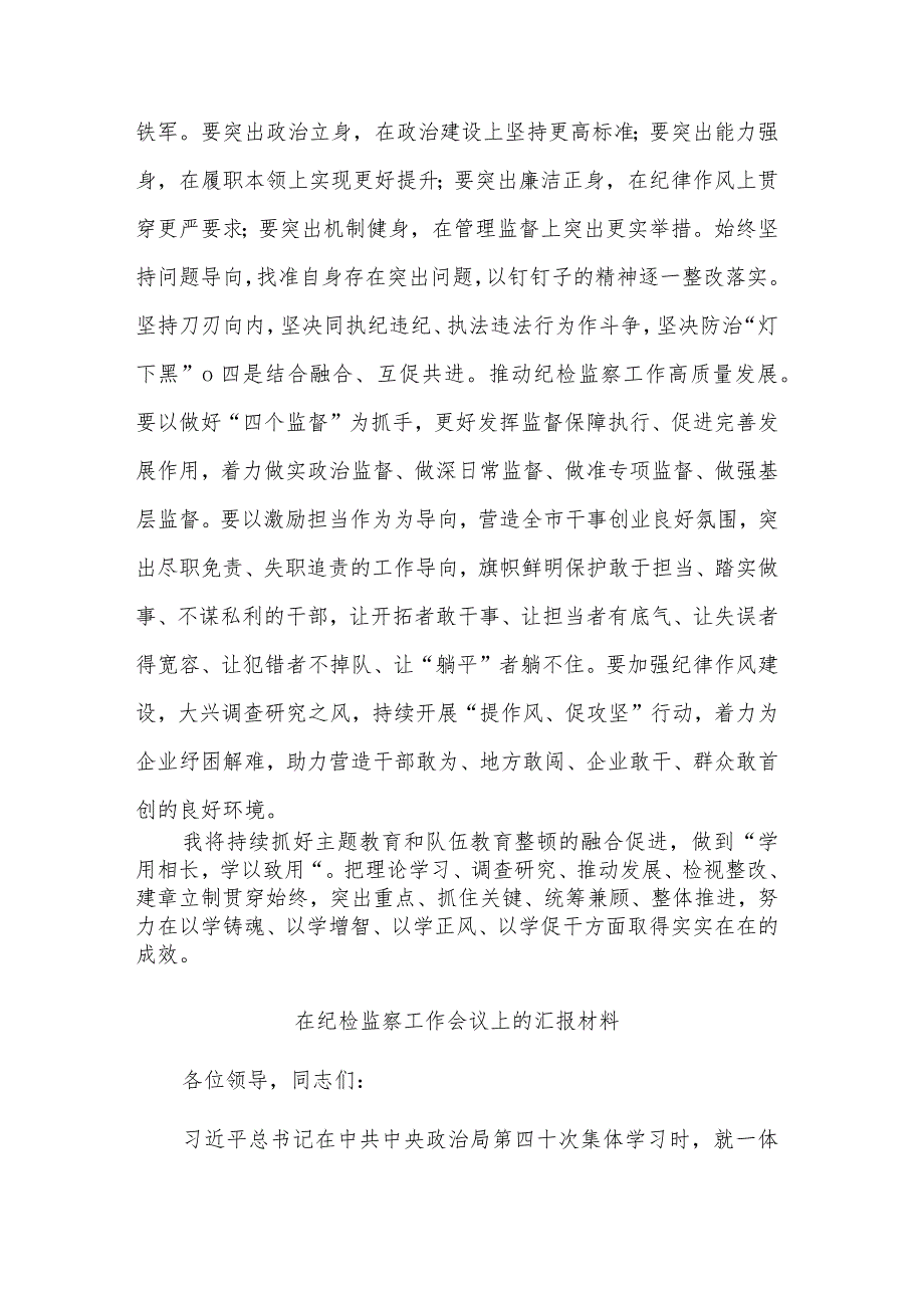 2023在主题教育与队伍教育整顿集中学习交流发言稿汇报材料合集.docx_第3页