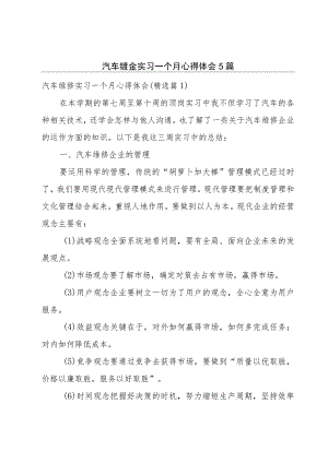 汽车钣金实习一个月心得体会5篇.docx