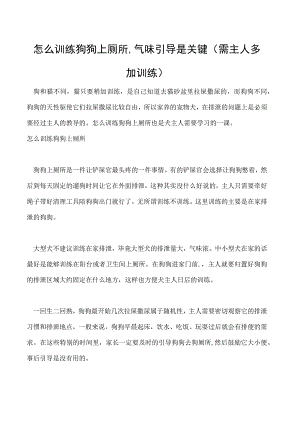 怎么训练狗狗上厕所气味引导是关键(需主人多加训练).docx