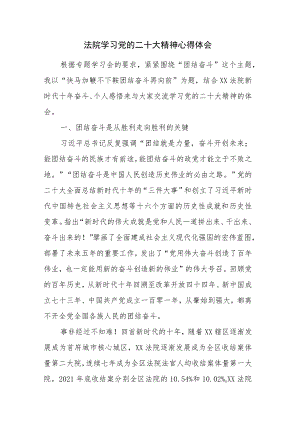 法院学习党的二十大精神心得体会感悟范文2篇（十一）.docx