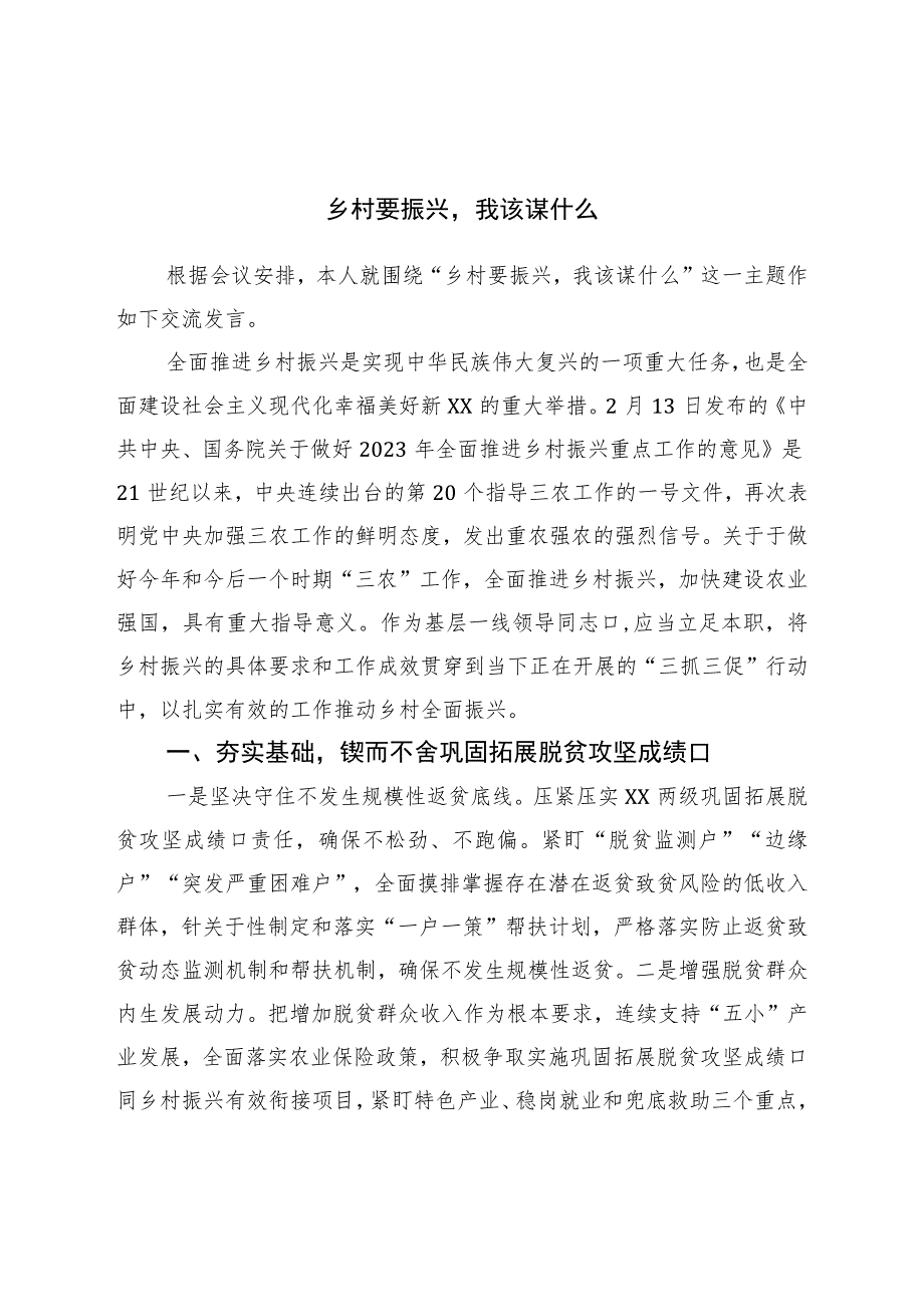 乡村振兴研讨发言.docx_第1页