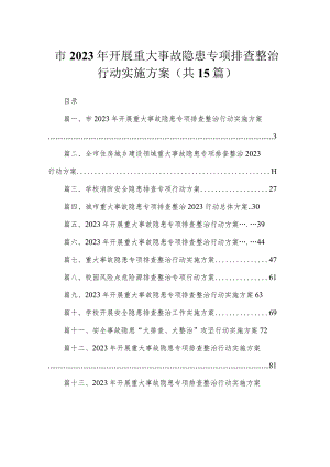 市2023年开展重大事故隐患专项排查整治行动实施方案（共15篇）.docx