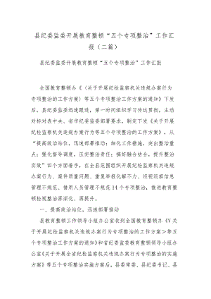 县纪委监委开展教育整顿“五个专项整治”工作汇报(二篇).docx