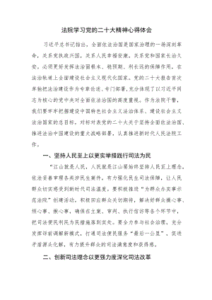 法院学习党的二十大精神心得体会范文参考2篇（十四）.docx