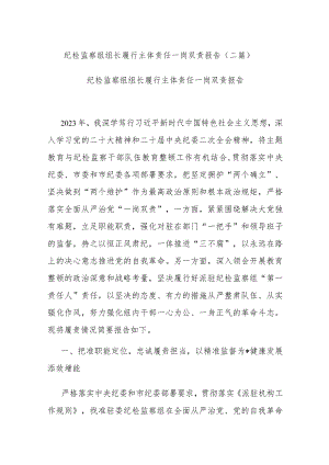 纪检监察组组长履行主体责任一岗双责报告(二篇).docx