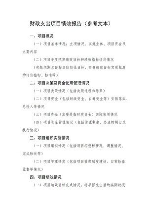 财政支出项目绩效报告（参考文本）.docx