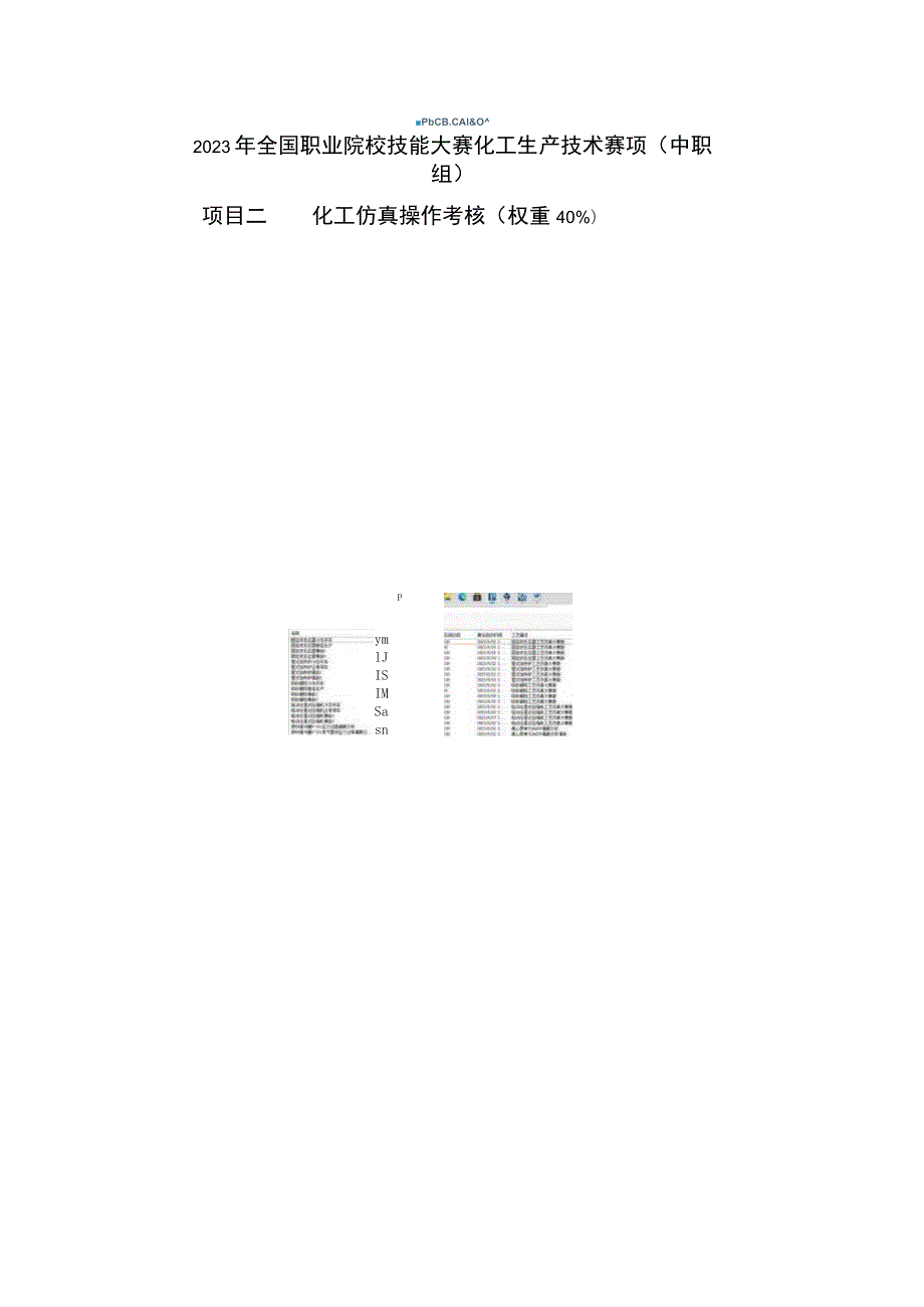 ZZ010 化工生产技术赛项（正式赛卷）ZZ010化工仿真操作试卷及评分标准-2023年全国职业院校技能大赛赛项正式赛卷.docx_第1页