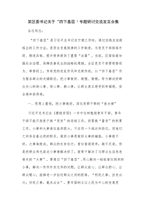 某区委书记关于＂四下基层＂专题研讨交流发言合集.docx