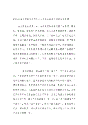 2023年度主题教育专题民主生活会会前学习研讨发言提纲 (5).docx