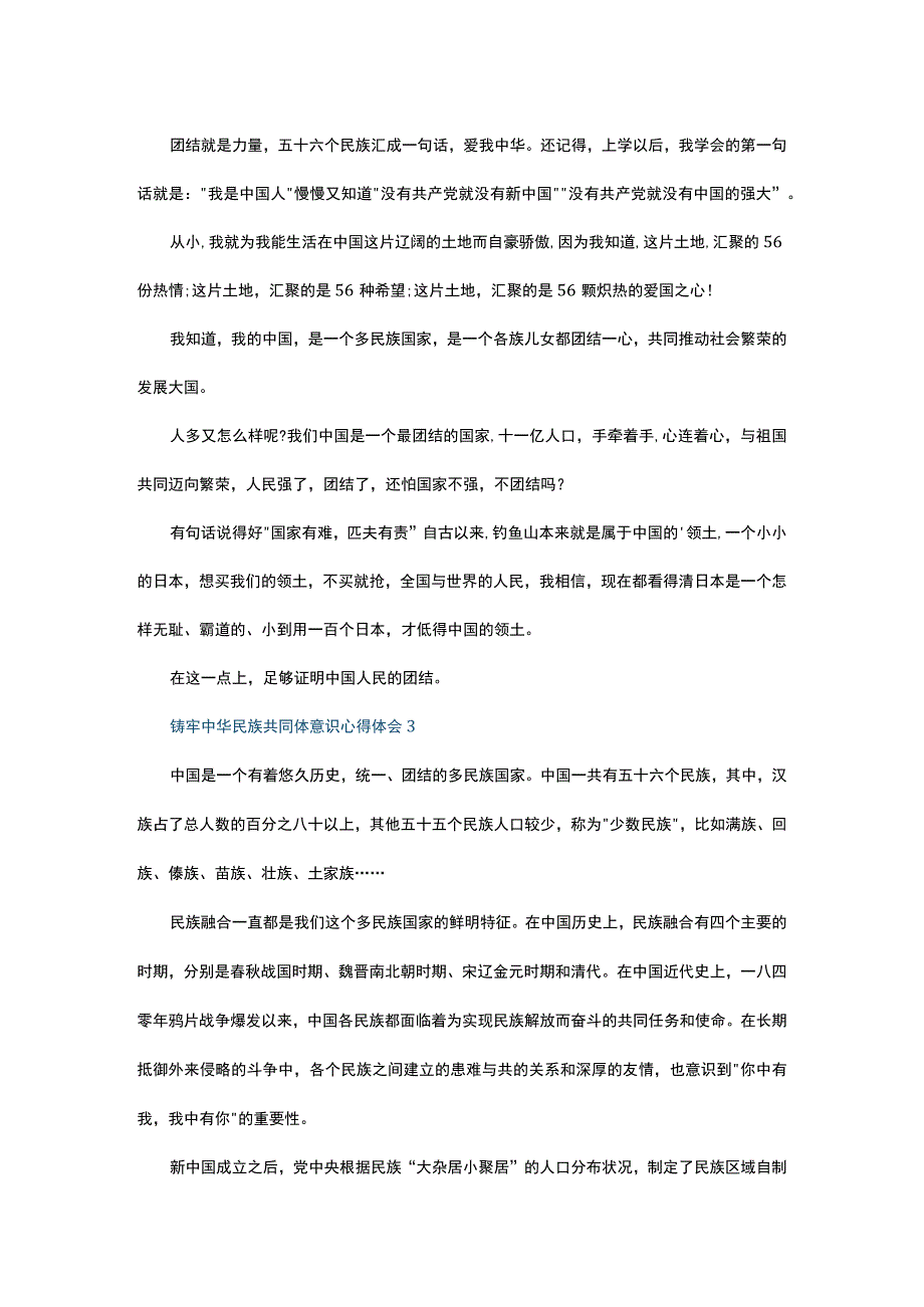 2022铸牢中华民族共同体意识心得六篇.docx_第2页