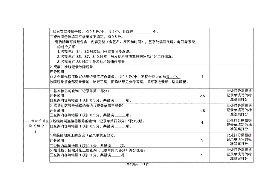 GZ072 飞机维修赛项正式赛卷B2‘ -评分标准-2023年全国职业院校技能大赛赛项正式赛卷.docx_第2页