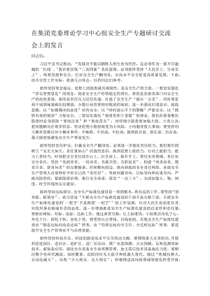 在集团党委理论学习中心组安全生产专题研讨交流会上的发言.docx