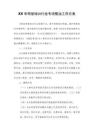 XX市驾驶培训行业专项整治工作方案.docx