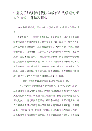 2篇关于加强新时代法学教育和法学理论研究的意见工作情况报告.docx