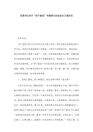 区委书记关于“四下基层”专题研讨交流发言2篇范文.docx