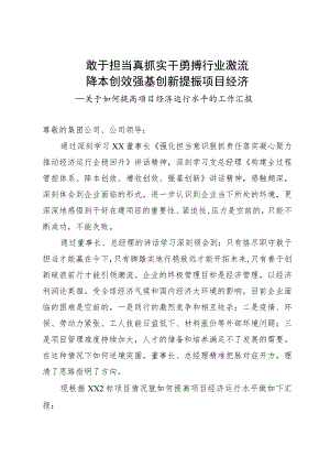 关于如何提高公司项目经济运行水平的工作汇报.docx