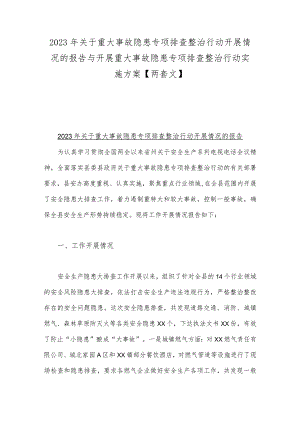 2023年关于重大事故隐患专项排查整治行动开展情况的报告与开展重大事故隐患专项排查整治行动实施方案【两套文】.docx