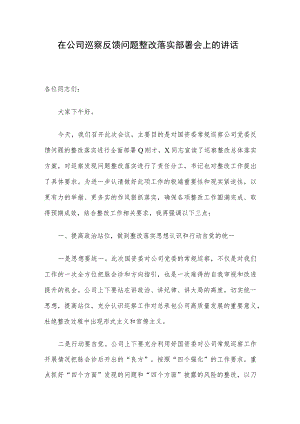 在公司巡察反馈问题整改落实部署会上的讲话.docx