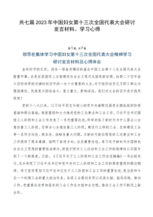 共七篇2023年中国妇女第十三次全国代表大会研讨发言材料、学习心得.docx