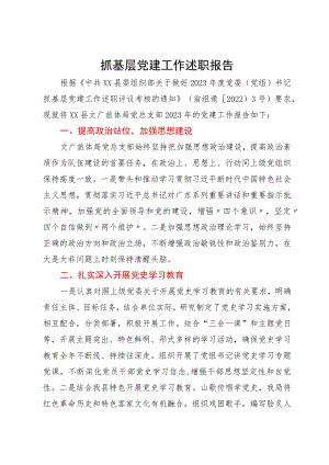 县文广旅体局党总支部2023年的党建工作情况报告.docx