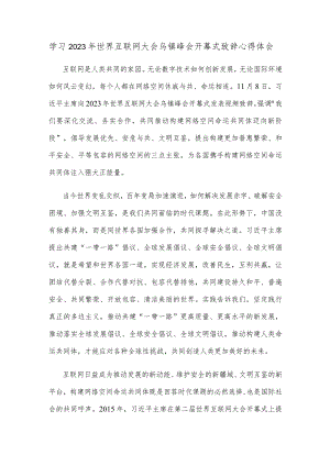 学习2023年世界互联网大会乌镇峰会开幕式致辞心得体会.docx