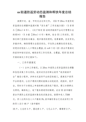 xx街道防返贫动态监测和帮扶年度总结报告.docx