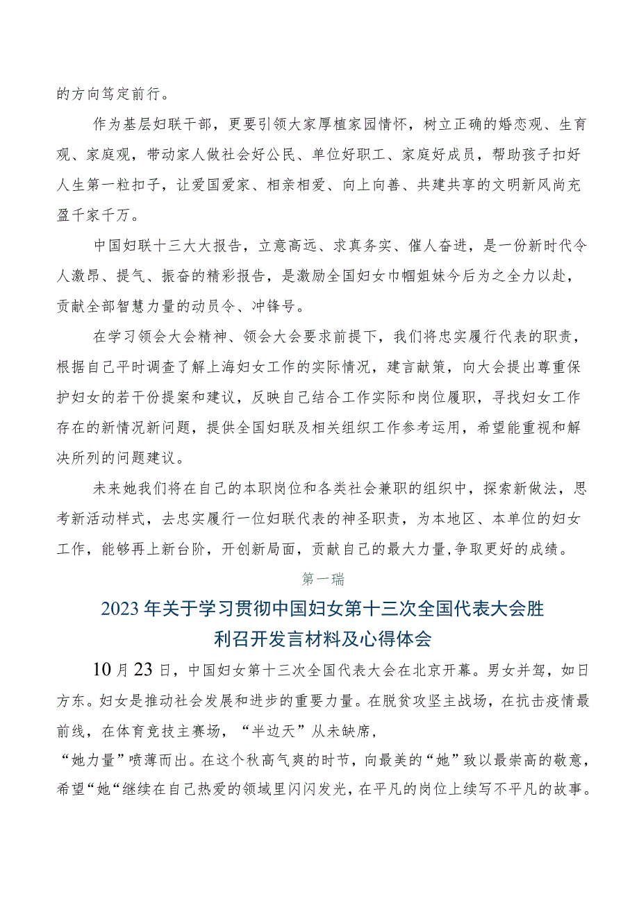 2023年中国妇女第十三次全国代表大会胜利召开研讨材料及心得感悟.docx_第2页