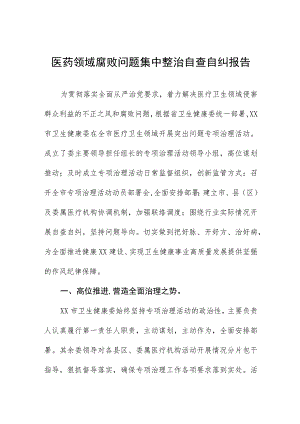 卫生院医药领域腐败问题集中整治的自查自纠报告(六篇).docx