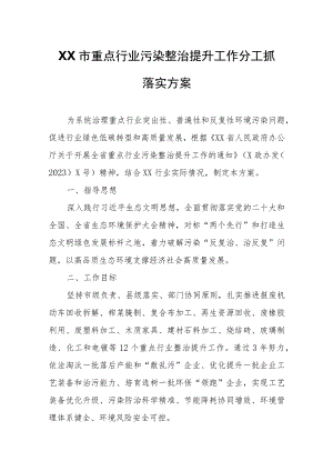 XX市重点行业污染整治提升工作分工抓落实方案.docx