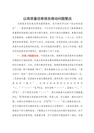 巡察培训讲稿：以高质量巡察报告推动问题整改.docx