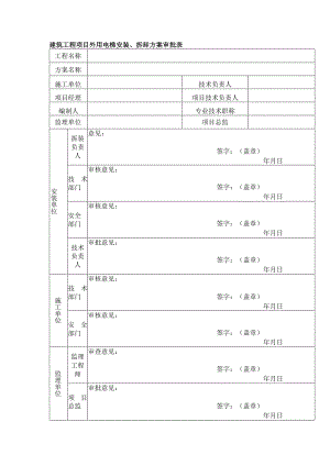 建筑工程项目外用电梯安装、拆卸方案审批表.docx