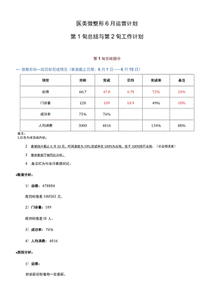 医美微整形6月运营计划总结.docx