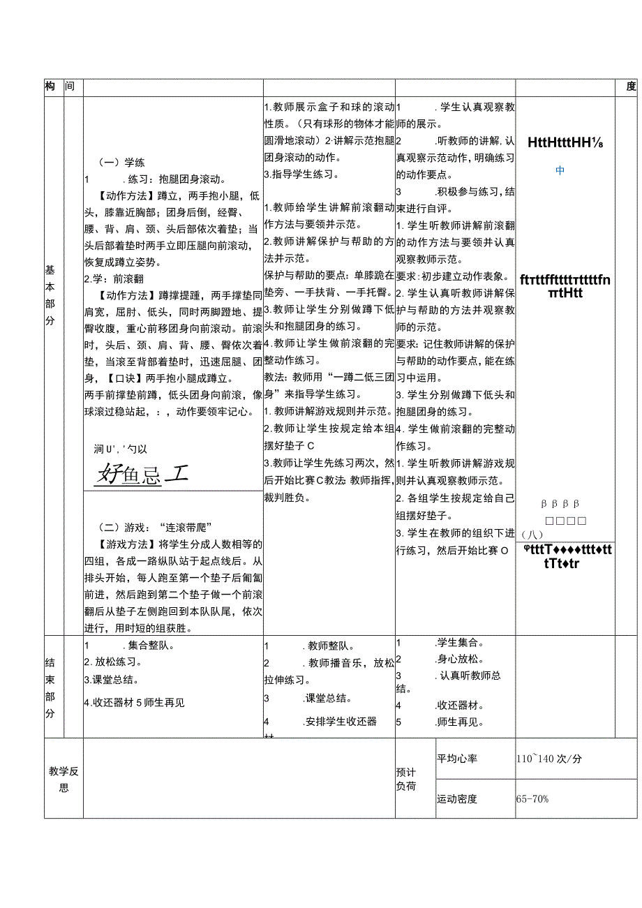 二年级下册水平一基本身体活动前滚翻与游戏体育与健康教案.docx_第2页