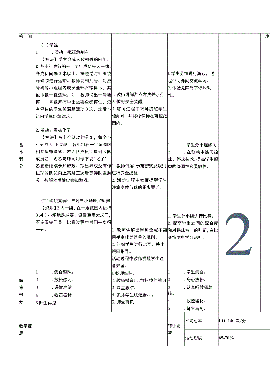 二年级下册水平一下肢操控技能训练小足球用脚运球（停球、控球技术）体育与健康教案.docx_第2页