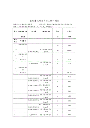 农田建设项目单项工程计划表.docx