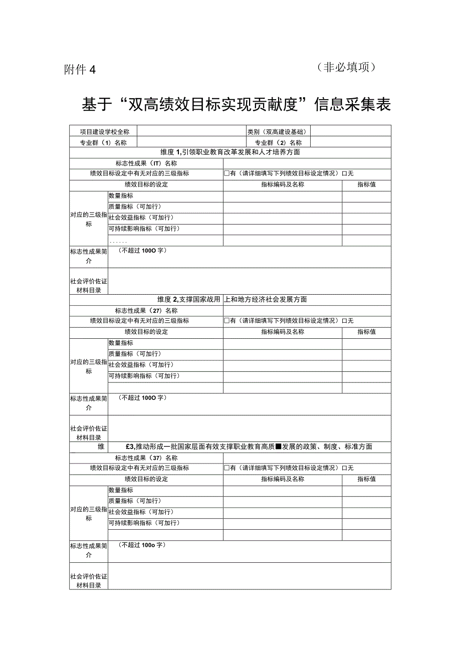 非必填项基于“双高绩效目标实现贡献度”信息采集表.docx_第1页