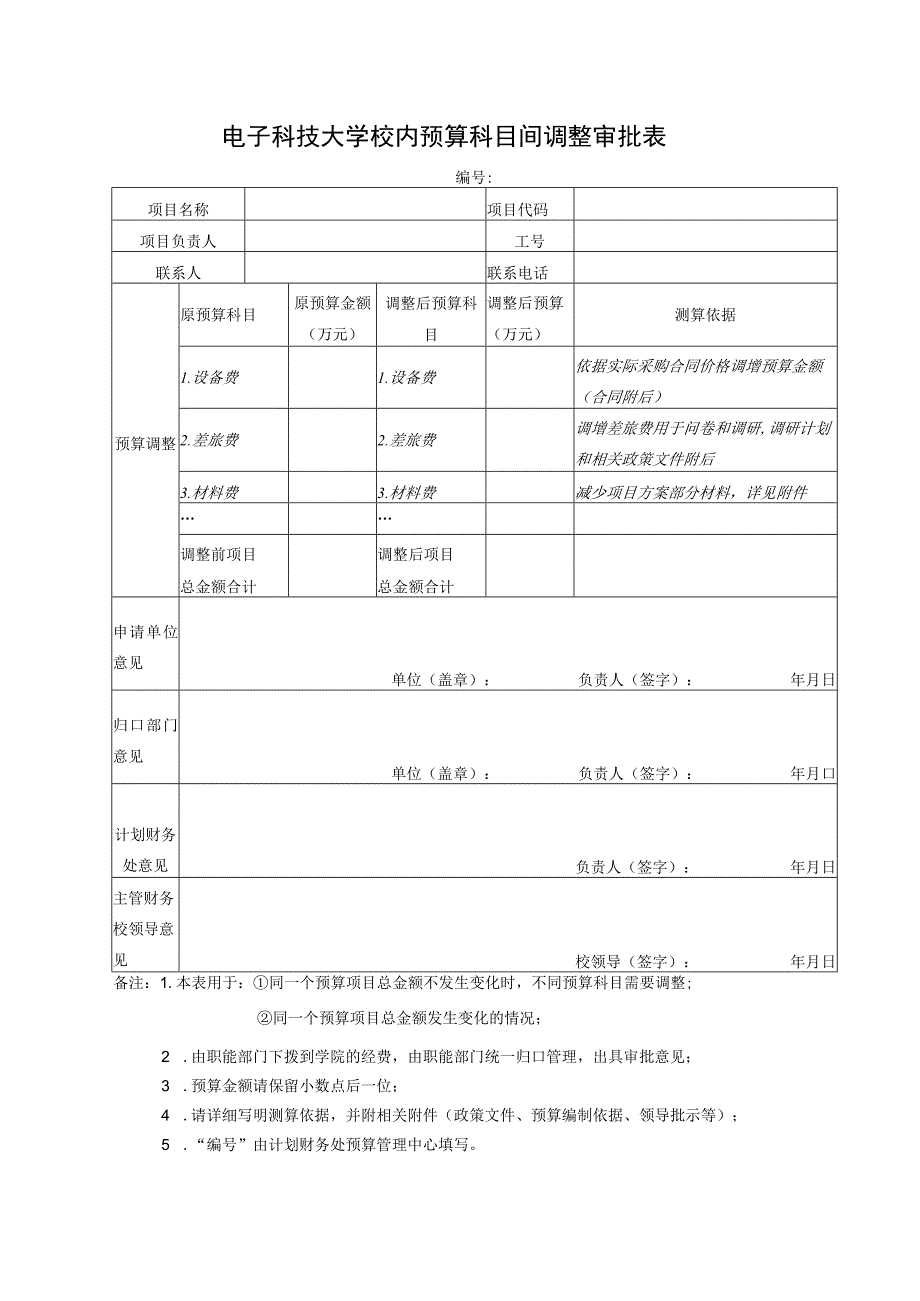 电子科技大学校内预算科目间调整审批表.docx_第1页