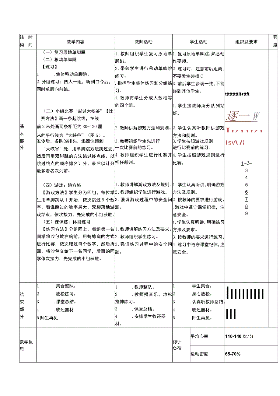 一年级下册水平一移动技能单脚跳格子体育与健康教案.docx_第2页