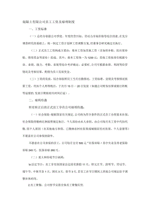 混凝土有限公司员工工资及福利制度.docx