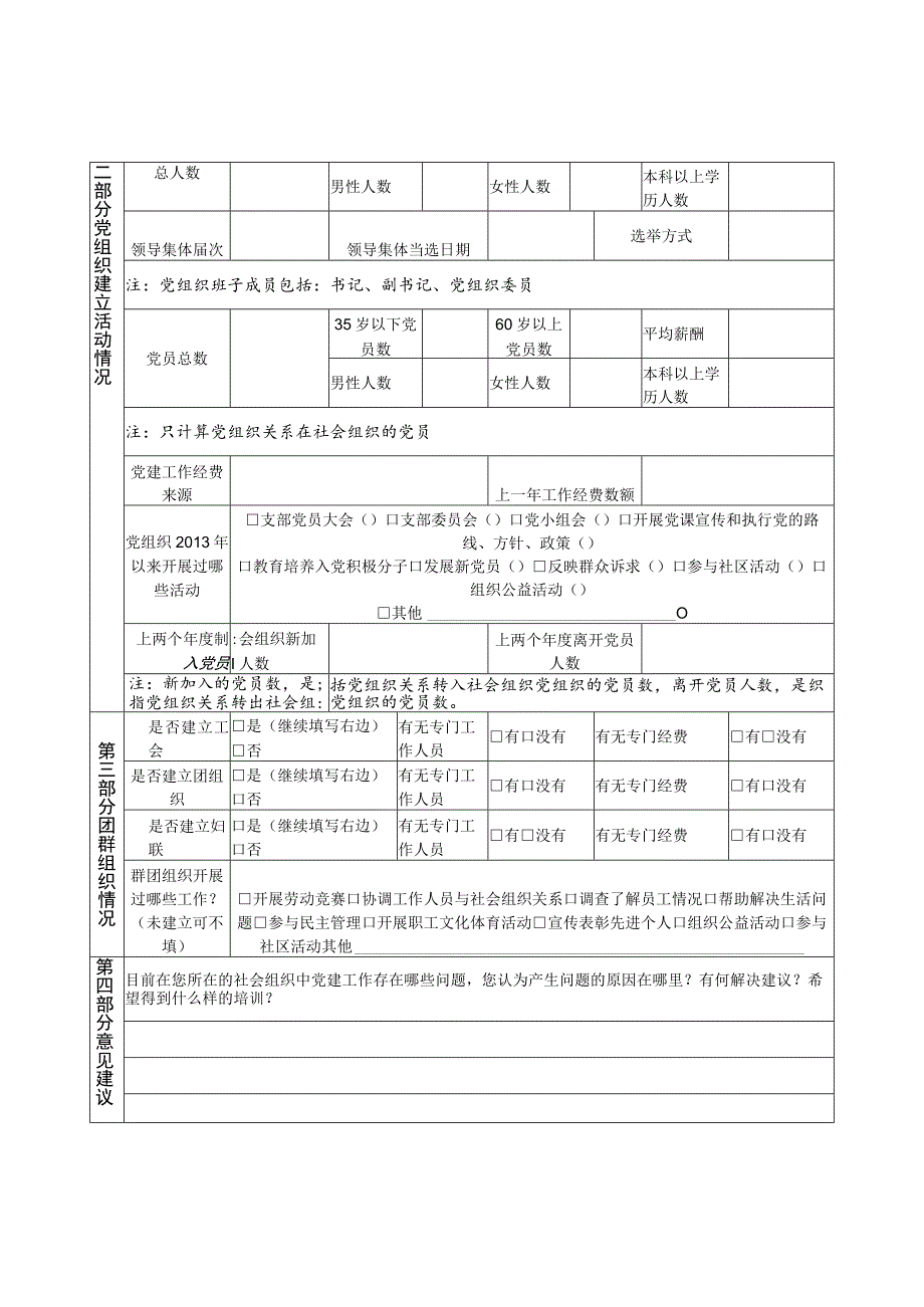 民政部部管社会组织党建工作情况调查表.docx_第2页