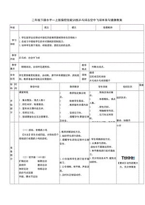 二年级下册水平一上肢操控技能训练乒乓球击空中飞球体育与健康教案.docx