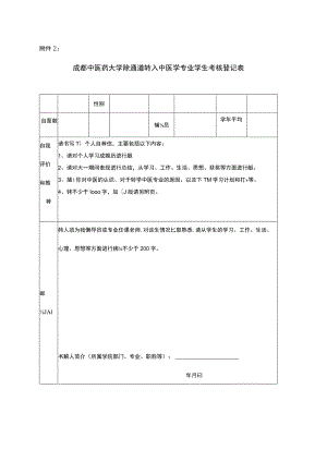 本科生特殊通道转入中医学专业学生考核登记表.docx