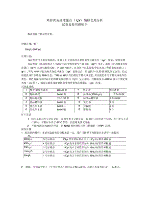 鸡卵黄免疫球蛋白IgY酶联免疫分析试剂盒使用说明书.docx